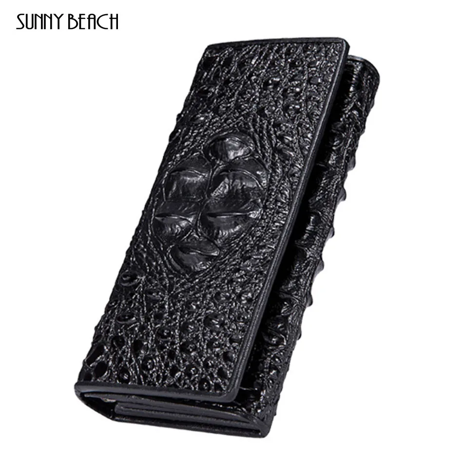 

SUNNY BEACH famous brand PU Leather Crocodile long Purse women wallet designer wallets money wallet 19cm