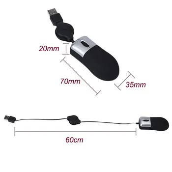 

Portable Mini Retractable USB Optical Scroll Wheel Wired Mouse For Laptop Notebook PC F612