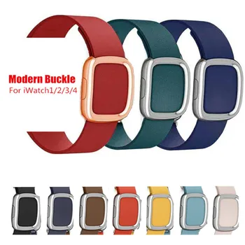 

Replace Genuine Leather Wrist Strap For Apple Watch 4 Band 44 40 Modern Buckle Bracelet Watchband For i-Watch Series 3 2 1 38/42