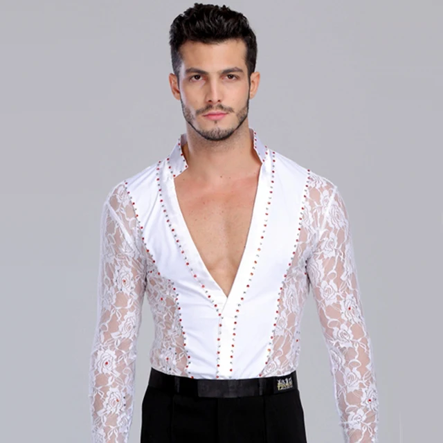 2019 New Men/Boy's Latin Dance Dress Long Sleeve Men's Shirt 105 180 Cm