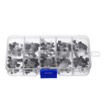

200Pcs Transistor Assortment Kit BC337 BC327 2N2222 2N2907 2N3904 2N3906 S8050 S8550 A1015 C1815 10 Value Transistors Box