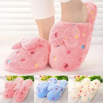 

Super Warm Kawaii Cute Lovely Women Bowknot Slippers Bedroom House Shoes Slippers Pink/ Sky Blue/ Beige