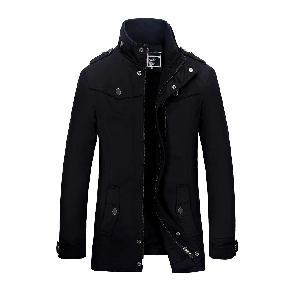 Мужской флисовый Тренч, Новое поступление, зимняя приталенная куртка средней длины, брендовая деловая хлопковая ветровка, SL-E451 - Цвет: black