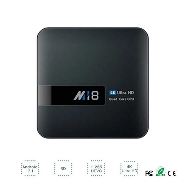 M18 Android 7,1 4 K HD; Smart TV Box S905W 64 бит четырехъядерный 1G/2G ram 8G/6G rom беспроводной wfii ключ медиаплеер 2,4G телеприставка