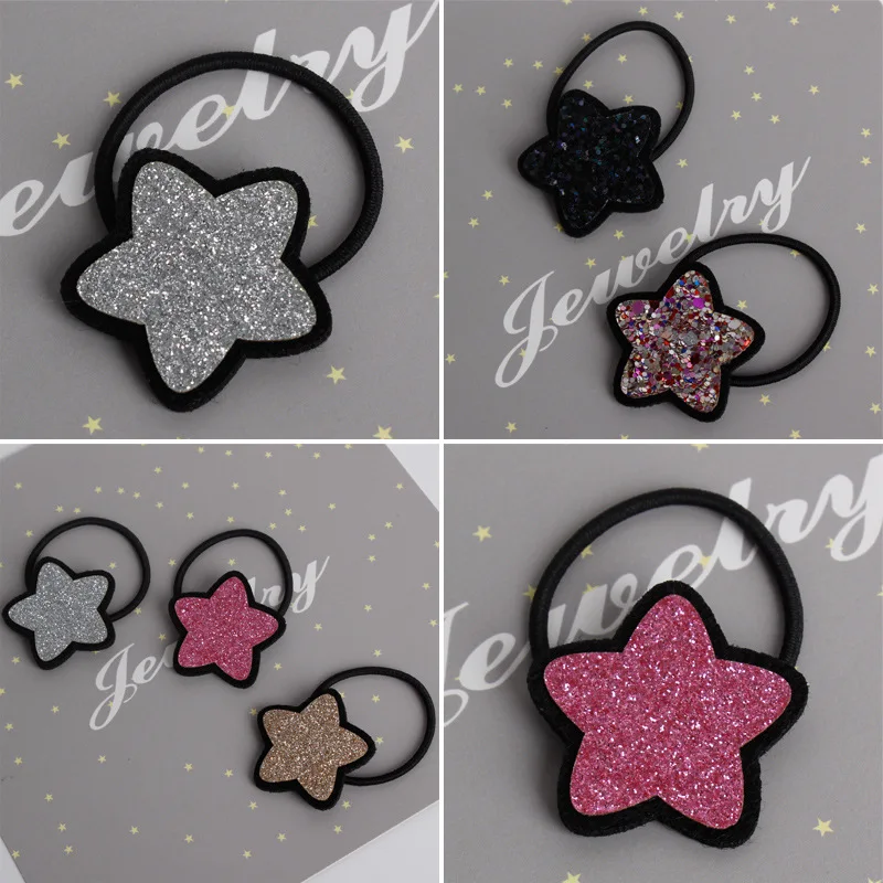 

New Children Hair Ropes Shining Stars Elastic Rubber Hair Band Girls Hair Accessories Baby Headwear Kids Headdress
