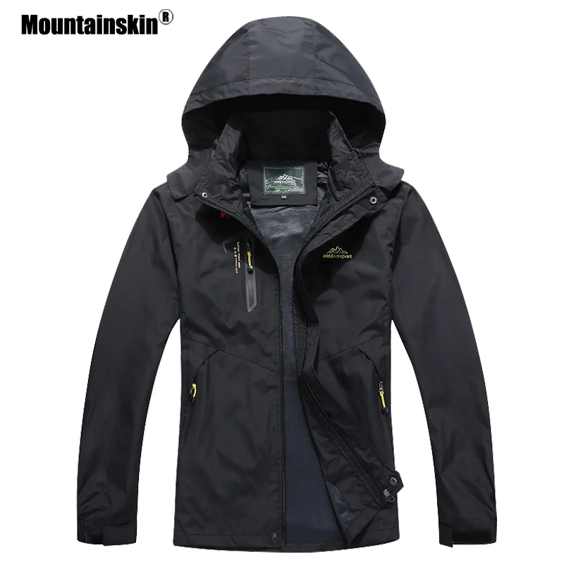 Mountainskin 2018 جديد الرجال عارضة جاكيتات الخريف لباس خارجي للماء سترة واقية الرجال مقنعين معطف رجل العلامة التجارية الملابس 5XL SA545