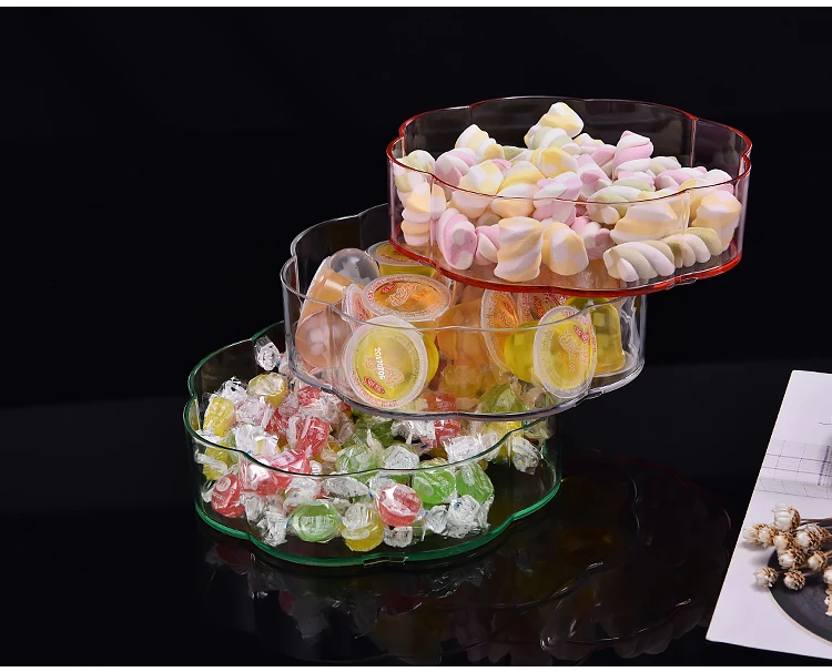 Акриловая прозрачная коробка для сухофруктов многослойная коробка для конфет домашняя креативная емкость для хранения пищи может быть сложена фруктовая тарелка