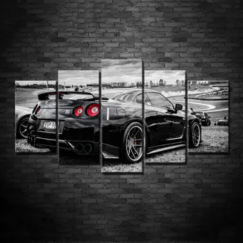 

Modular Wall Art Pictures Canvas HD Printed Poster Modern Home Decor 5 Pieces Flashy Nissan Gtr Sports Car Painting Frame