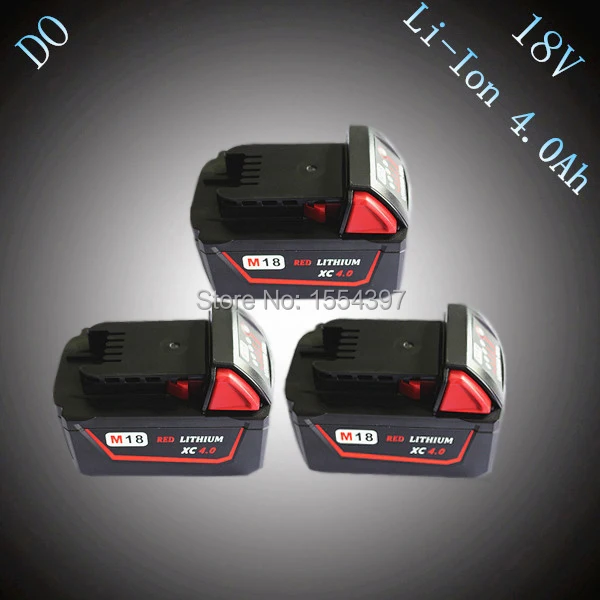 

3PCS New M18 Lithium Ion 4000mAh Replacement Rechargeable Power Tool Battery for Milwaukee 18V XC 48-11-1815 M18B2 M18B4 M18BX