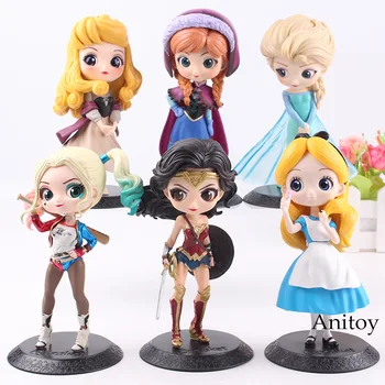 

Q Posket Princess Doll Aurora Alice Anna Elsa Wonder Woman Harley Doll PVC QPosket Characters Figures Girls Toys Gifts