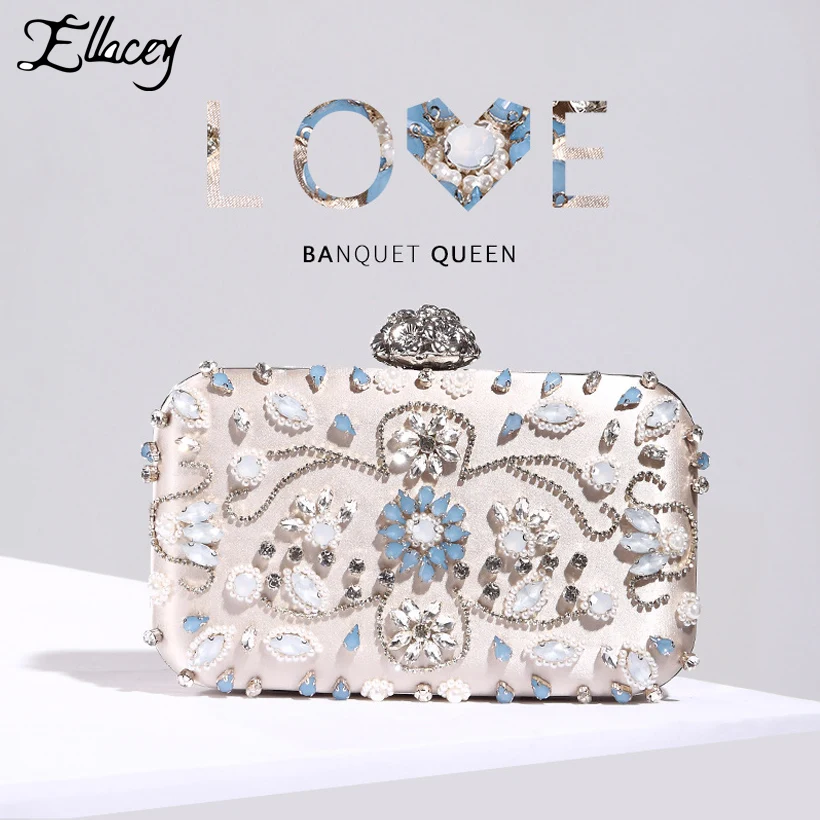 

New 2018 Pearl-Diamond Celebrity Dinner Bag Women White Party Clutch Cheongsam Bag Lady Wedding Dress Mini Evening Bags