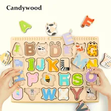 30*20 см мультфильм 26 букв головоломки деревянные игрушки Алфавит головоломки для детей мультфильм животных доска Дети Развивающие игрушки