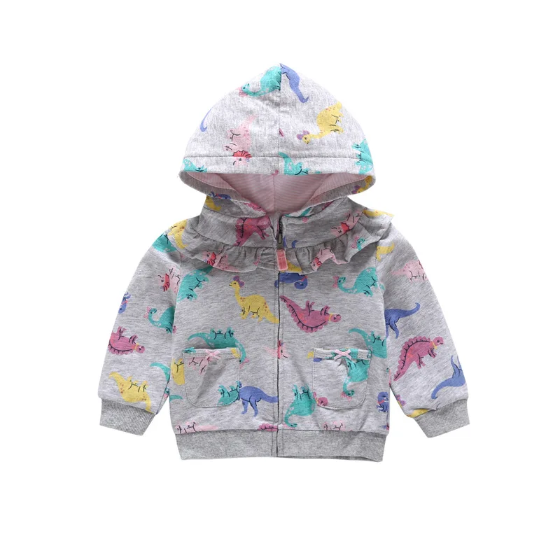 27kid худи для малышей для мальчиков и для девочек куртка на весенний сезон для малышей; с рисунком динозавра из мультфильма с капюшоном; милая детская верхняя одежда для мальчиков, Свитшот - Цвет: HA07379 muticolor