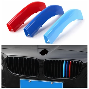 

3D M Styling Car Front Grille Trim Sport Strips Cover Motorsport Power Stickers for BMW 3 Series GT E91 E90 E93 F30 F35