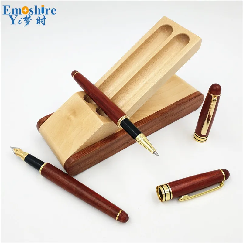 Emoshire Redwood pen three-piece suit Mahogany pen Mahogany pen Wood pen box Spot custom (11)