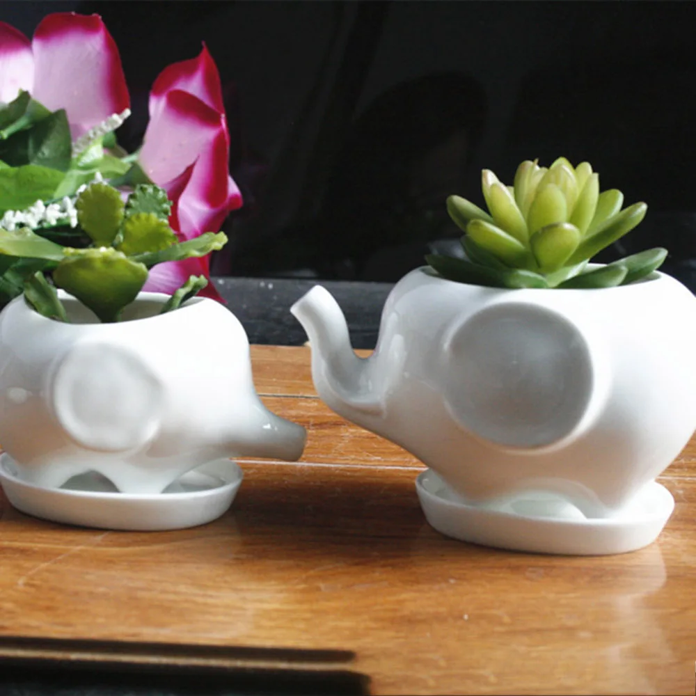 

Plant Pot Desktop Home Decor Elephant Flower Pot Ceramics