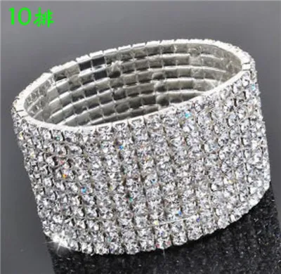 Прекрасный подарок Высокое качество индивидуальность ювелирные изделия 10 ряд Стразы Эластичность браслет торт женские аксессуары