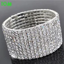 Прекрасный подарок Высокое качество индивидуальность ювелирные изделия 10 ряд Стразы Эластичность браслет торт женские аксессуары
