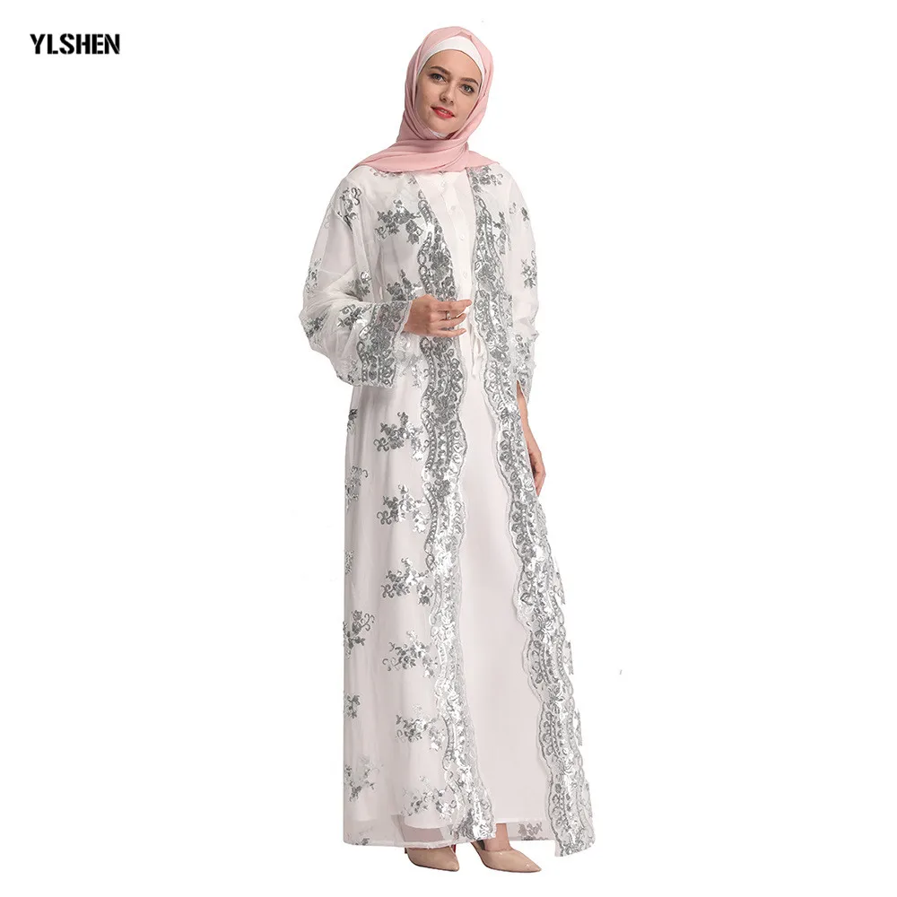 2019 abaya Дубайский Мусульманский платье Роскошные блестки вышивка кружева Исламская одежда кардиганы восточный женский халат для женщин