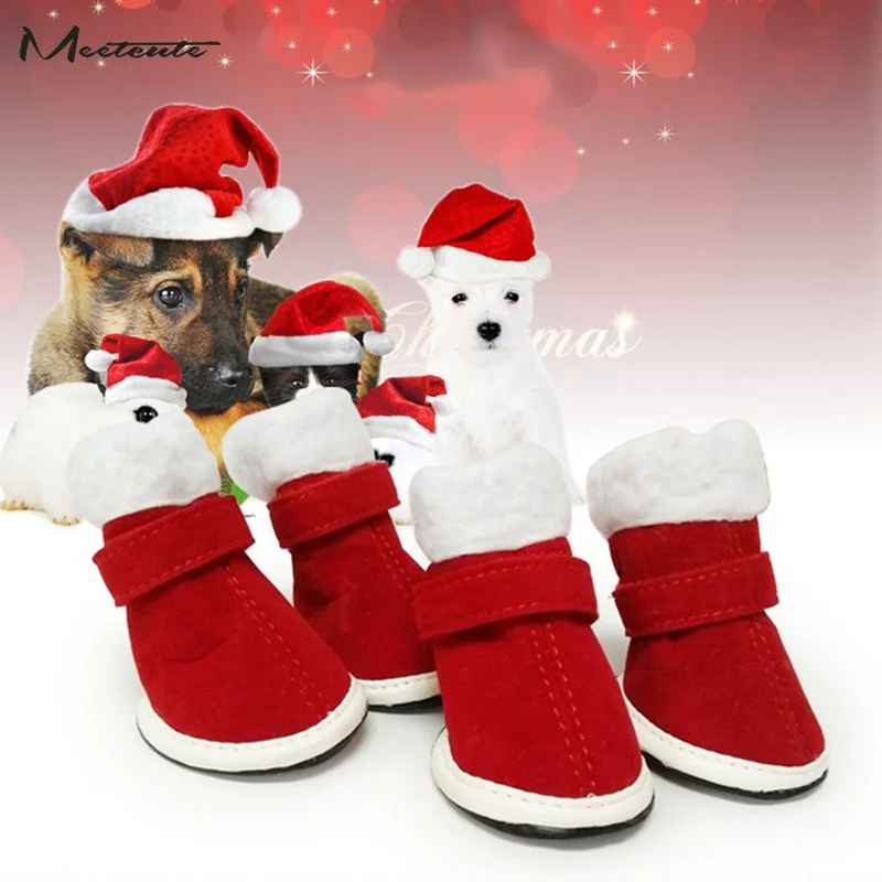 Meetcute Pet Dog Shoes Winter Super Warm Christmas Dog's Boots Cotton