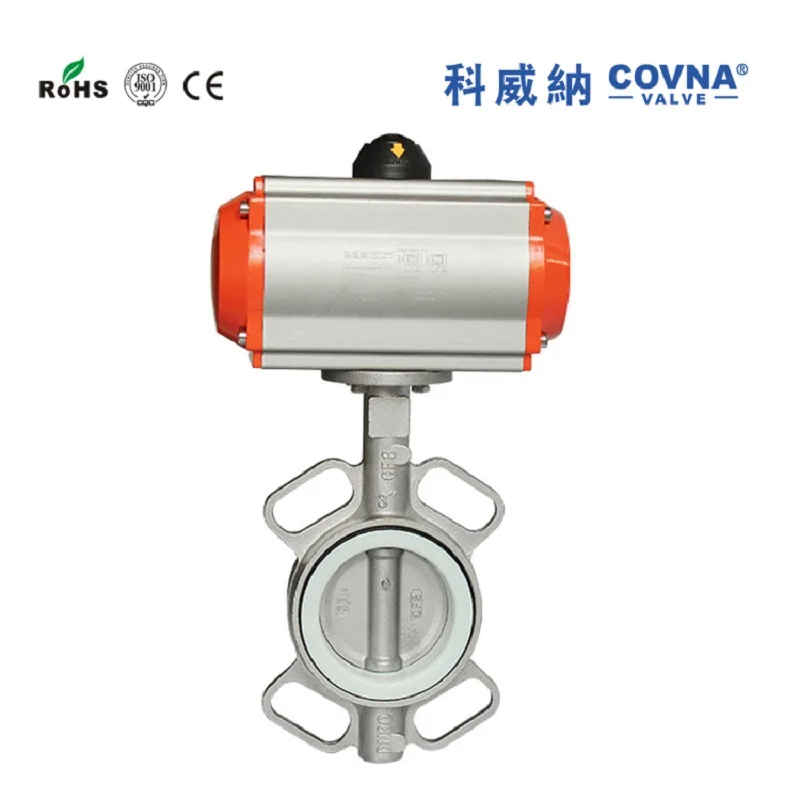 3 ''дюйма Нержавеющая сталь 304 PTFE зажим Тип пневматический клапан бабочка двойного действия PN16