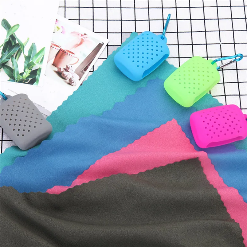 

Quick Dry Camp Towels Fast Drying Super Absorbent Ultra Compact Ultra Light Cool Microfiber Towel with Silicone Case 30LY17