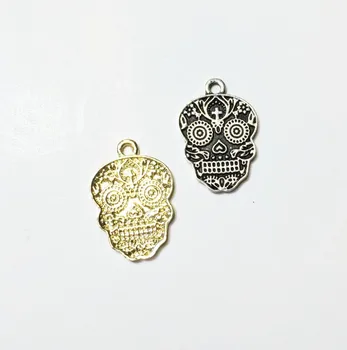 

Eruifa Nice 20pcs 18*14mm Punk Skull Coin Zinc alloy charms Wholesales necklace,earring bracelet jewelry DIY handmade 2 colors