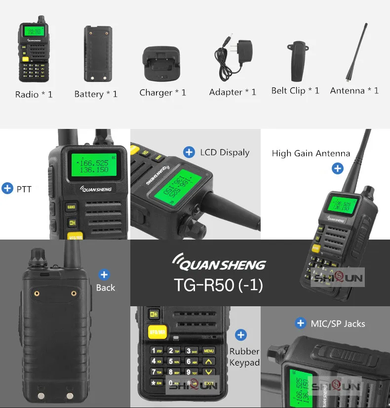 Ham радио для охоты UV-R50-2 Quansheng 5 Вт двухдиапазонный УКВ 136-174 МГц/400-520 МГц иди и болтай Walkie Talkie “иди и UV-R50(1) Baofeng UV-82 UV-5R