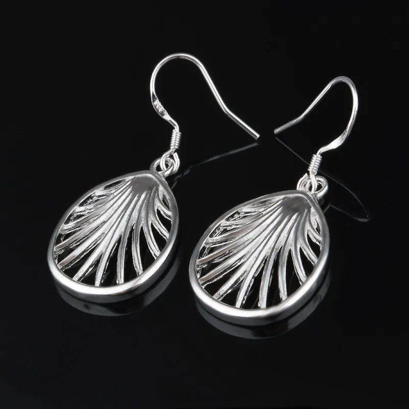 

Wholesale Personality Fashion OL Woman Girl Party Wedding Silver Hollowed 925 Anillos Silver Earrings