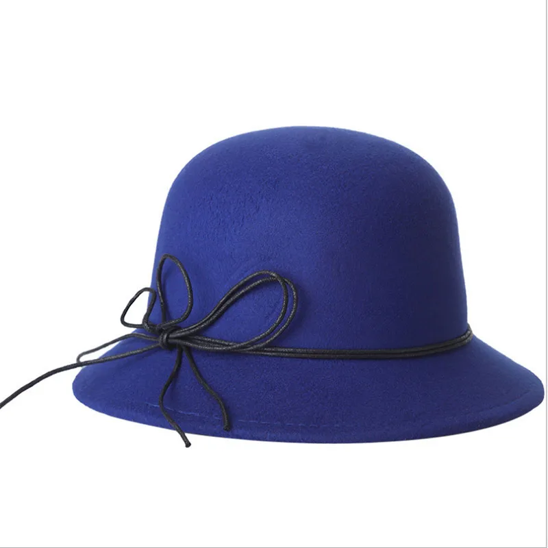 BINGYUANHAOXUAN, женская зимняя шапка,, Ретро стиль, элегантная, с широкими полями, фетровая шерсть, флоппи, одноцветная