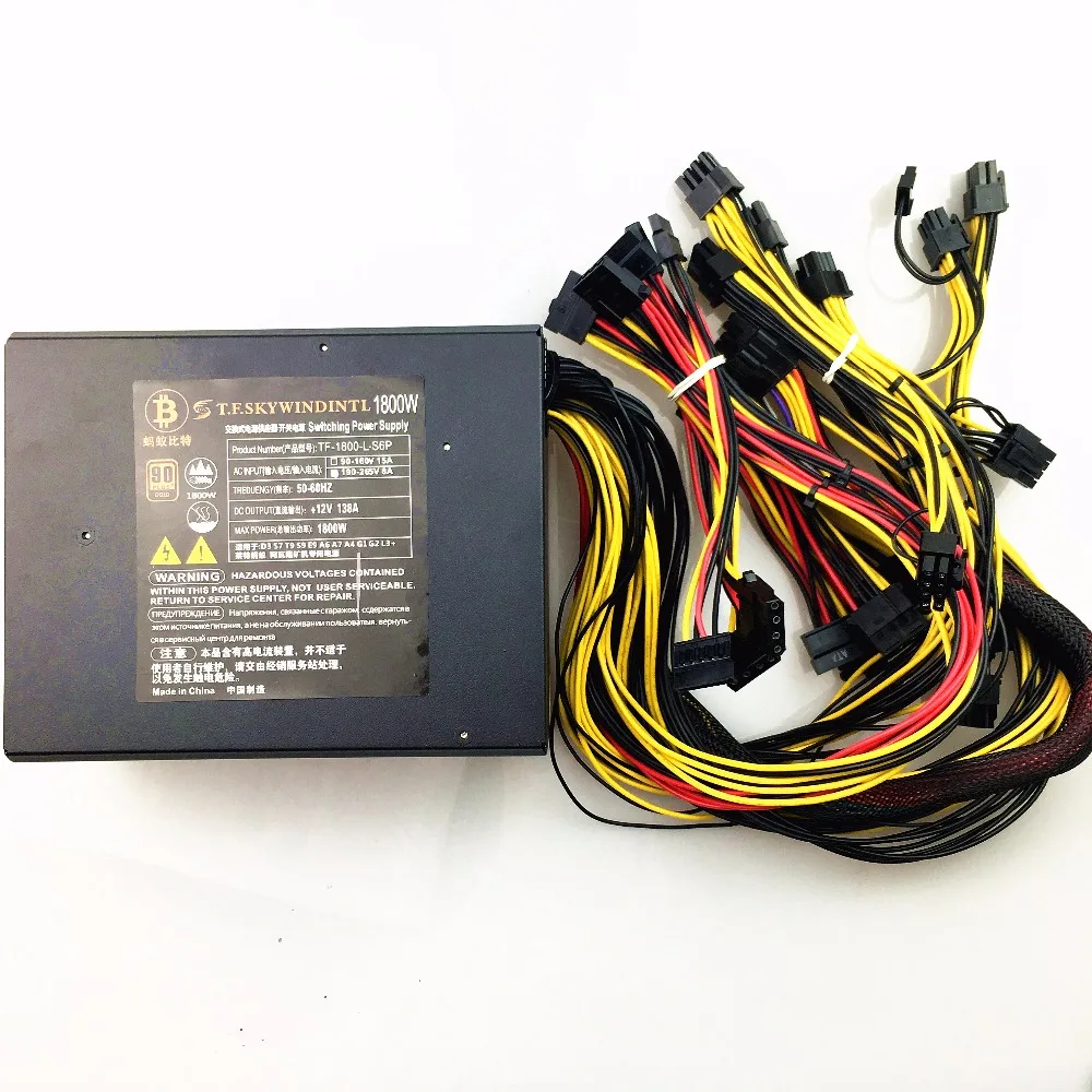 T.F.SKYWINDINTL 1800W Bitcoin PSU Ethereum Coin 1800W PSU asic bitcoin Miner 1800W ATX Power Supply Mining rx570 rx560 rx470