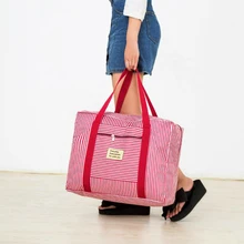 Водостойкие Оксфордские большие сумки для путешествий женские большие вещевые сумка-Органайзер для путешествий в полоску Одежда вместительная сумка для хранения модные выходные сумки