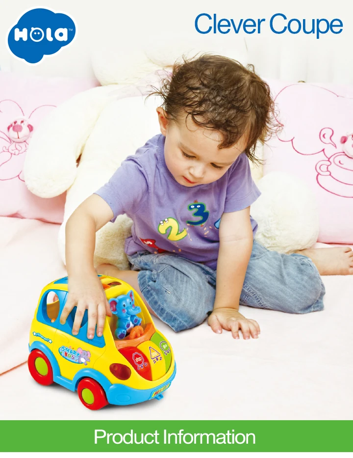 HOLA 896 Обучающие Развивающие игрушки автомобиль мультфильм ребенок Забавный автобус игра соответствующие игры игрушка с музыкой/светильник/кубический Блок Детские игрушки