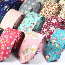 Модный цветочный галстук с принтом для мужчин, хлопковые тонкие галстуки для свадьбы, вечеринки, Цветочные Галстуки, узкие галстуки, повседневные Узкие хлопковые Галстуки