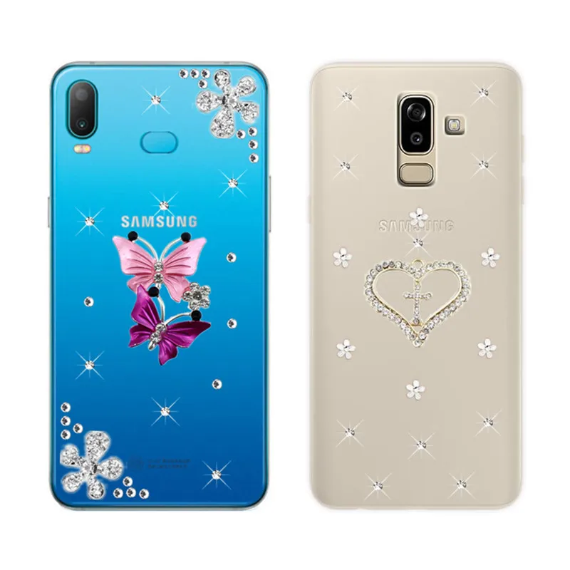 Для Samsung Galaxy A6S чехол SM-G6200 бабочка любовь алмаз прозрачная задняя крышка