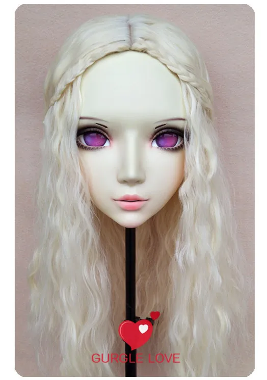 with wig GL046) милая девушка Смола половина головы BJD кигуруми маска с глазами косплей аниме маска Лолиты кроссдресс кукла - Цвет: with wig