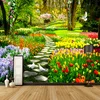 Custom 3D Nature Flowers Garden Path Photo Mural Wallpaper Living Room Bedroom Home Decor Background Wall Covering Papel Murals ► Photo 2/6