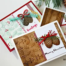 

DiyArts Christmas Pine Nuts Metal Cutting Dies DIY Scrapbooking Craft 13Pcs 103*75mm Embossing Stencil Card Decoration 2018 New