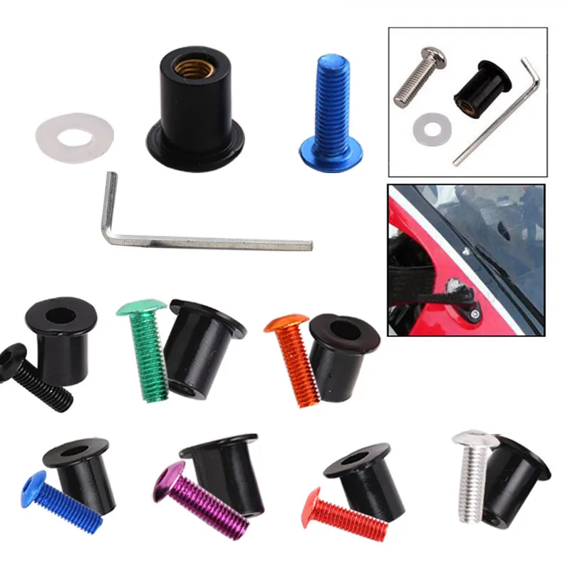 

HOT 10x Windscreen Bolts Kit CNC Motorcycle Bike Windshield Mounting Nuts Aluminum New