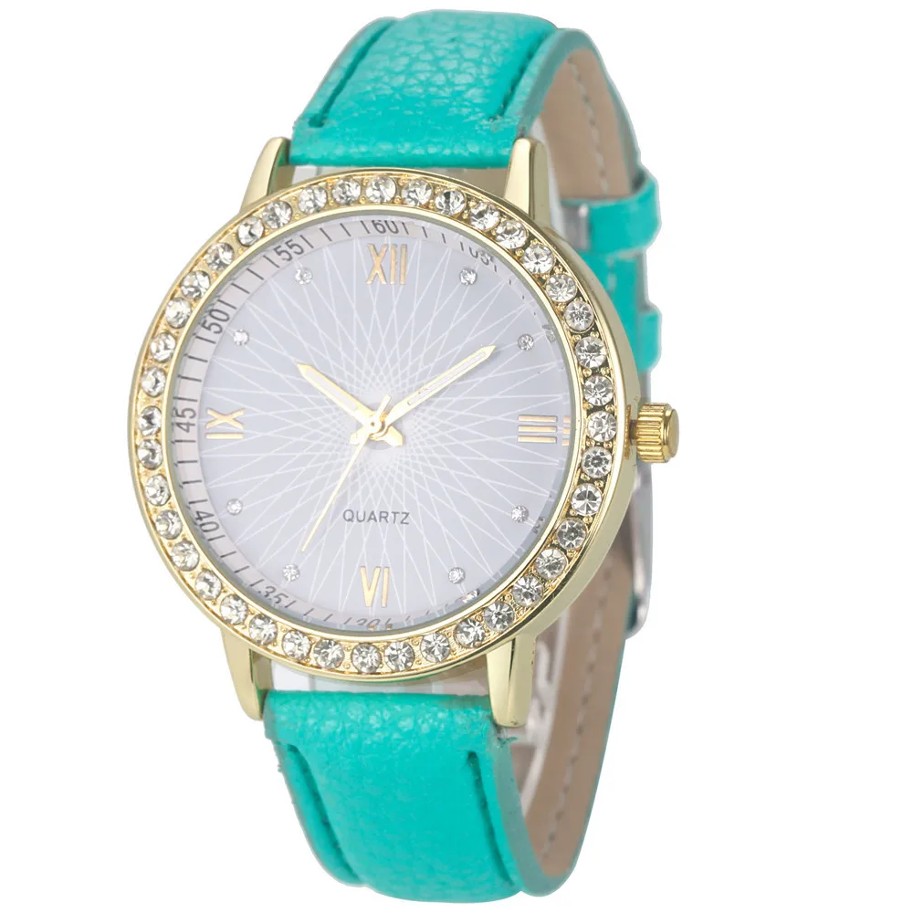 

Fashion Women Diamond Analog Leather Quartz Wrist Watch Watches Drop Shippong