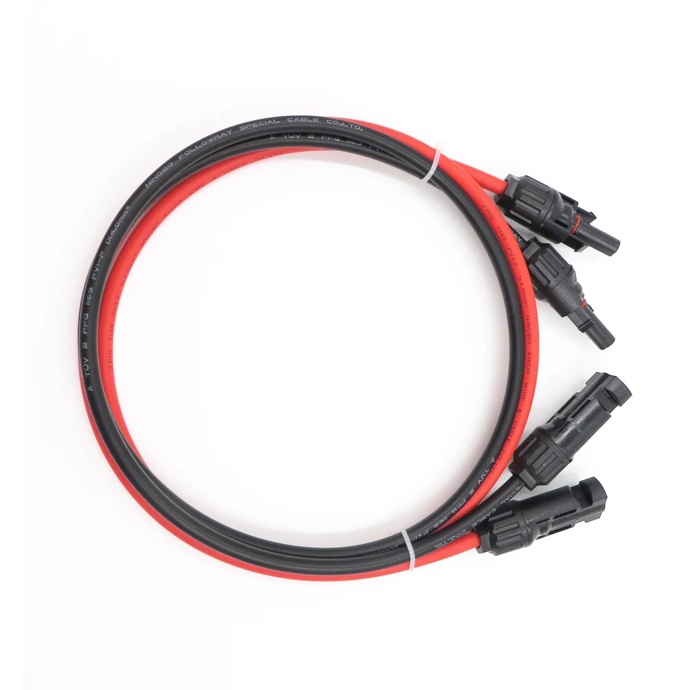1pair/lot 12AWG 4mm2 30/15/9/6/3/1FT MC4 Connector Extension Connect branch black parallel Series Extend cable
