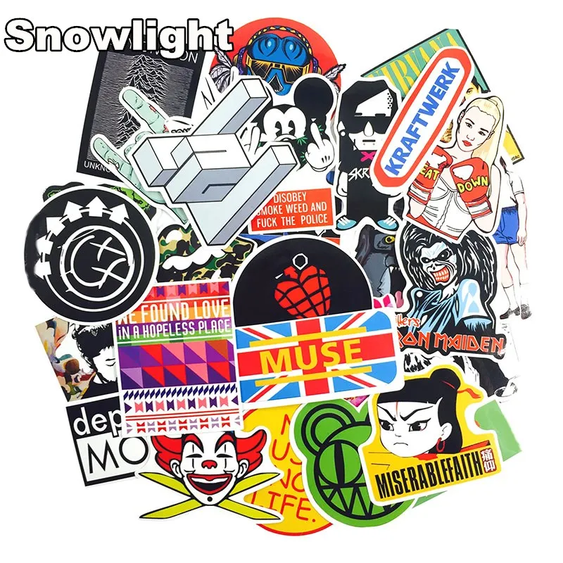 60 Pcs Retro Rock Band Hip hop Music  Stickers for Laptop Skateboard Guitar Luggage Graffiti Waterproof Sticker Pack For Kids