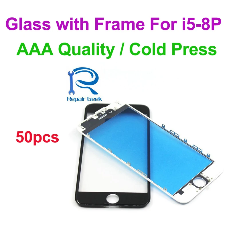 50pcs AAA for iPhone 6 6s 7 8 Plus 5 5c 5s Front Outer Glass Lens with Middle Frame Bezel Cold Press (25wht25blk) | Мобильные