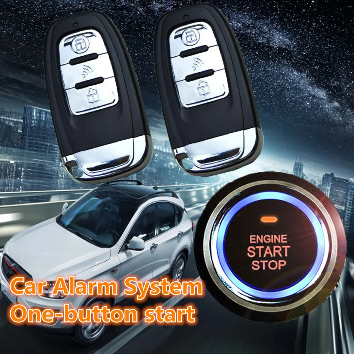 Kopen Auto Accessoires Auto SUV Keyless Entry Motor Start Alarmsysteem Drukknop Remote Starter Stop Auto Systeem