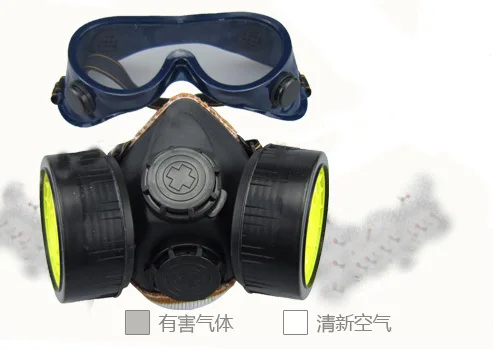 Koop Gas Masker + Goggle Filter Pm2.5 Emergency Chemische Maskers Anti Formaldehyde Dust Schilderen Spuiten Respirator Vervuiling Schilderen