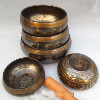 

Collection of Buddhist Nepalese Copper Sutra Bowl,Buddhist Sound Bowl Pure Copper Magic Ware Metal Crafts,Singing Bowl