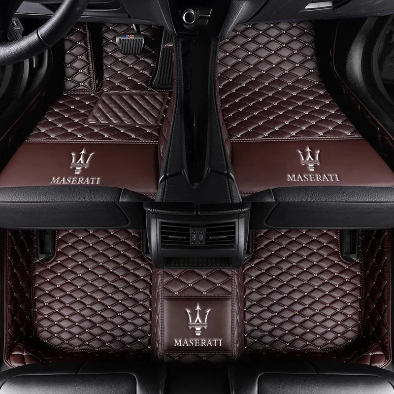 

Fit Maserati Ghibli +logo car carpets 2014-2018 Leather Car Floor Auto Mats blue Waterproof Mat Non Toxic and inodorous