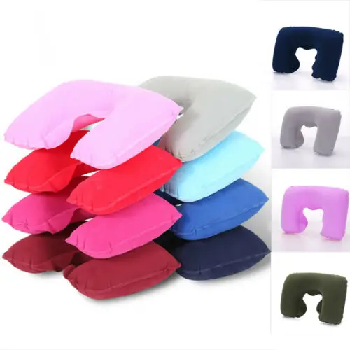 

Foldable U shaped Neck Support Pillow Inflatable Cushion Travel Air Plane Sleep