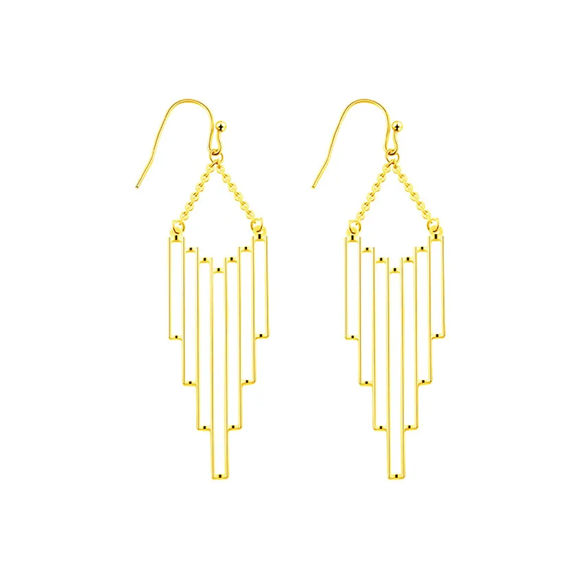 

Elegant Tassels Long Earrings Party Jewelry Stainless Steel Chain Modern Geometry Art Deco Dangle Earrings For Women Sieraden
