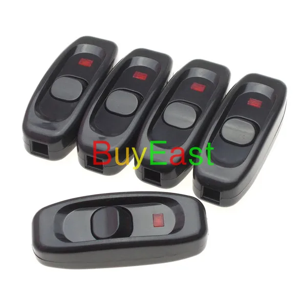 

5 X Inline ON/OFF Table Lamp Desk Light Cord Switch LED Indicator 110~250V 10A BK